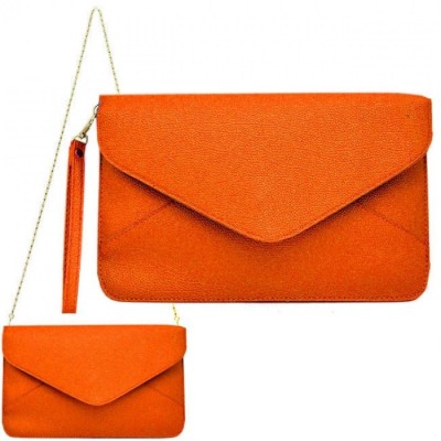 180837 - DARK ORANGE LEATHER CLUTCH BAG